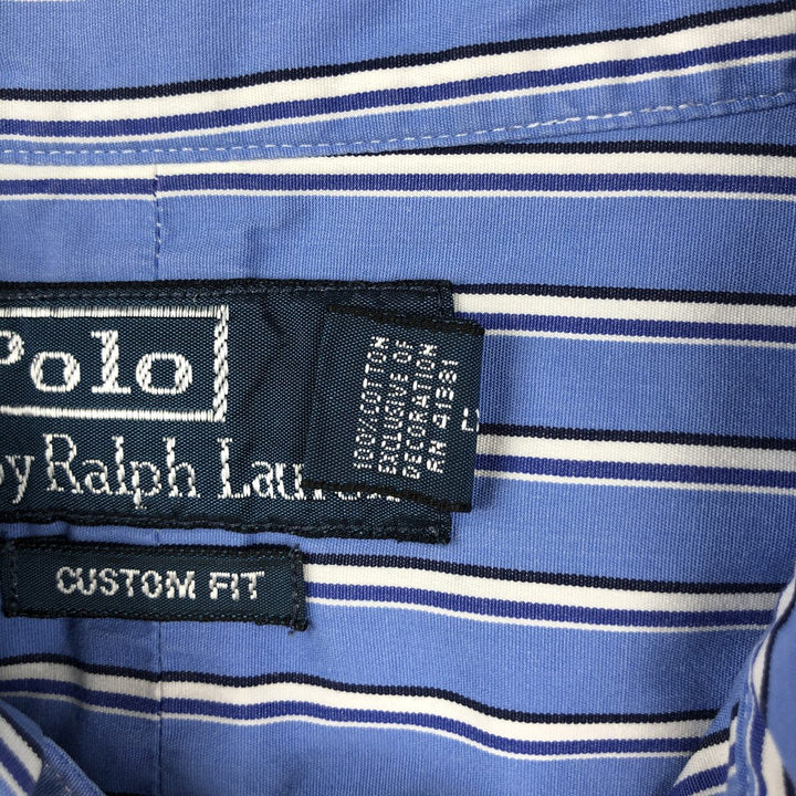 Ralph Lauren POLO by Ralph Lauren CUSTOM FIT long sleeve button down striped shirt men's size L cotton Blue type light blue Vintage Second Hand