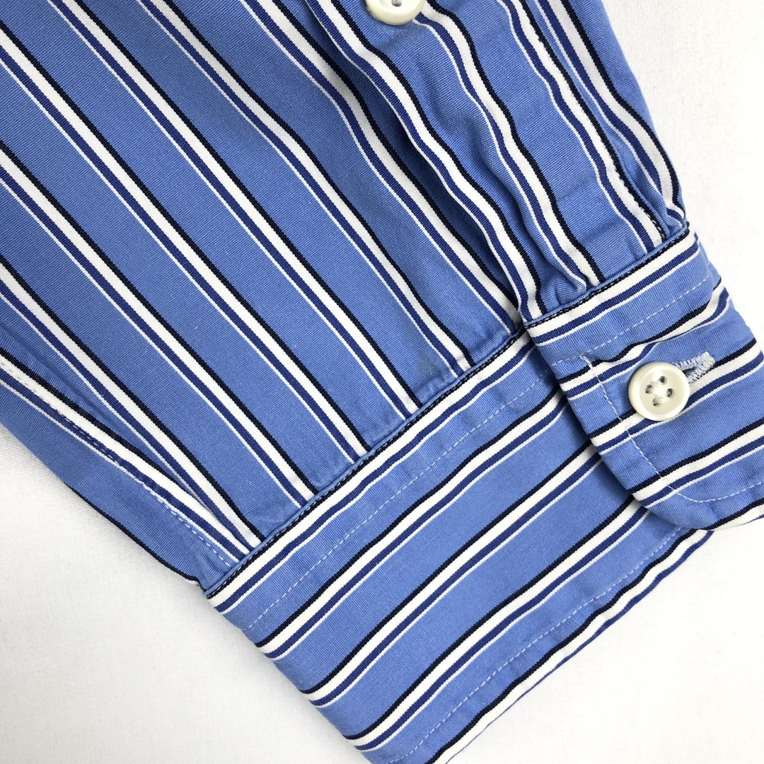 Ralph Lauren POLO by Ralph Lauren CUSTOM FIT long sleeve button down striped shirt men's size L cotton Blue type light blue Vintage Second Hand