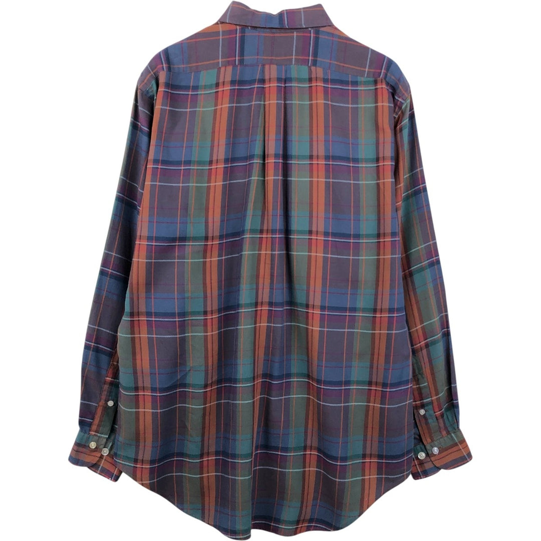 Ralph Lauren long sleeve button down check shirt, men's size L cotton navy blue type Vintage Second Hand