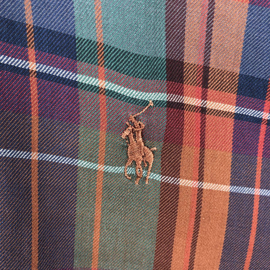 Ralph Lauren long sleeve button down check shirt, men's size L cotton navy blue type Vintage Second Hand