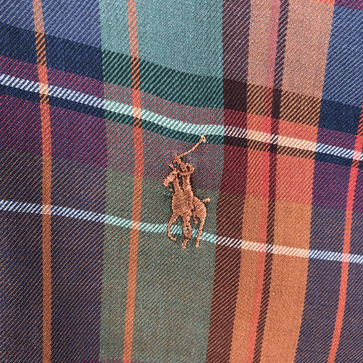 Ralph Lauren long sleeve button down check shirt, men's size L cotton navy blue type Vintage Second Hand