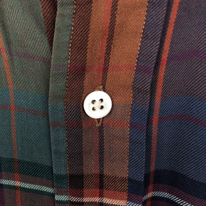 Ralph Lauren long sleeve button down check shirt, men's size L cotton navy blue type Vintage Second Hand