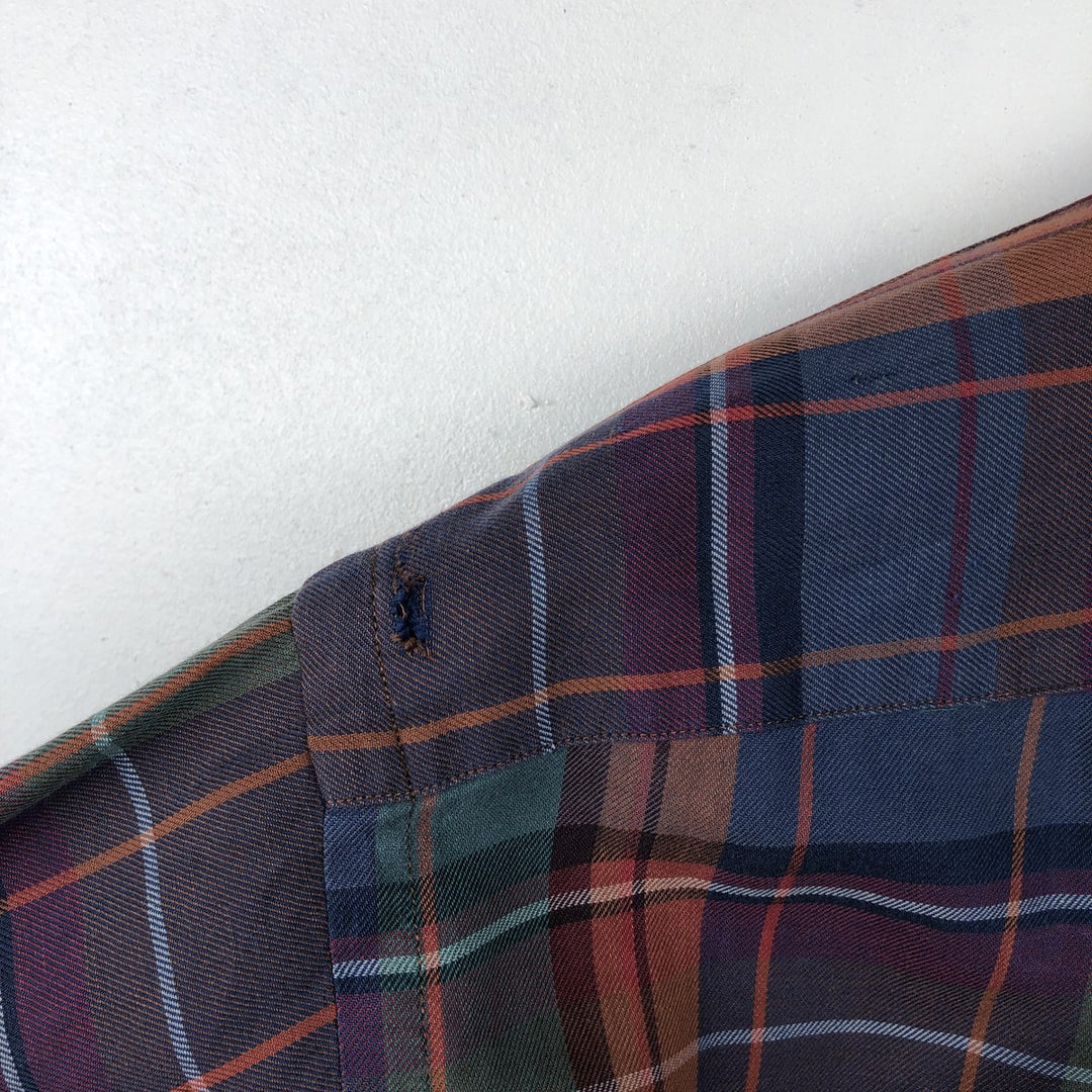 Ralph Lauren long sleeve button down check shirt, men's size L cotton navy blue type Vintage Second Hand