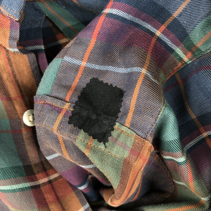 Ralph Lauren long sleeve button down check shirt, men's size L cotton navy blue type Vintage Second Hand