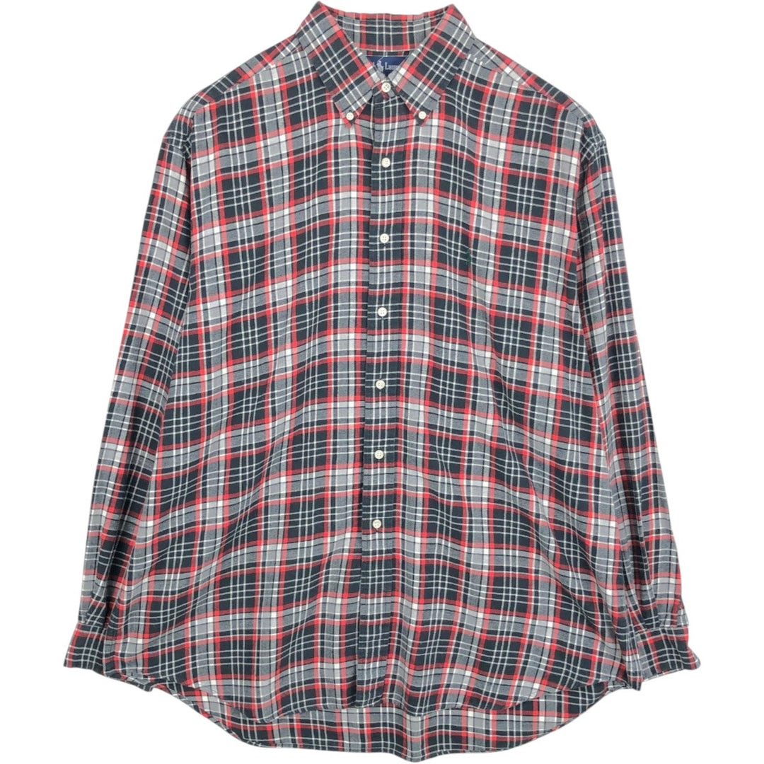 Ralph Lauren BLAIRE long sleeve button down check shirt, men's XL size cotton red type Vintage Second Hand