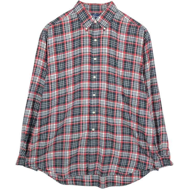 Ralph Lauren BLAIRE long sleeve button down check shirt, men's XL size cotton red type Vintage Second Hand