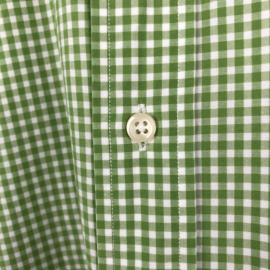 Ralph Lauren Classic Fit Gingham Check Long Sleeve Button-Down Check Shirt, Men's Size L (approx.) cotton green type yellow green Vintage Second Hand