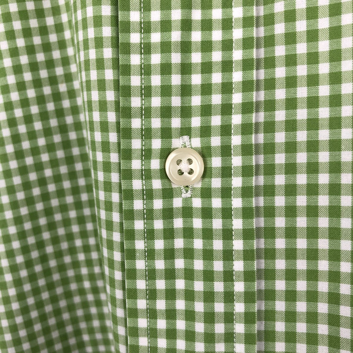 Ralph Lauren Classic Fit Gingham Check Long Sleeve Button-Down Check Shirt, Men's Size L (approx.) cotton green type yellow green Vintage Second Hand