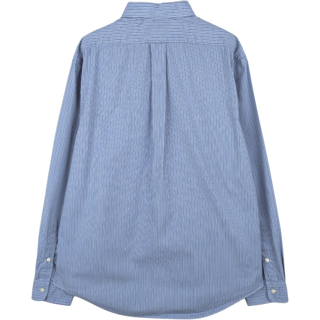Ralph Lauren CUSTOM FIT long sleeve button down striped shirt men's size L cotton Blue type light blue Vintage Second Hand