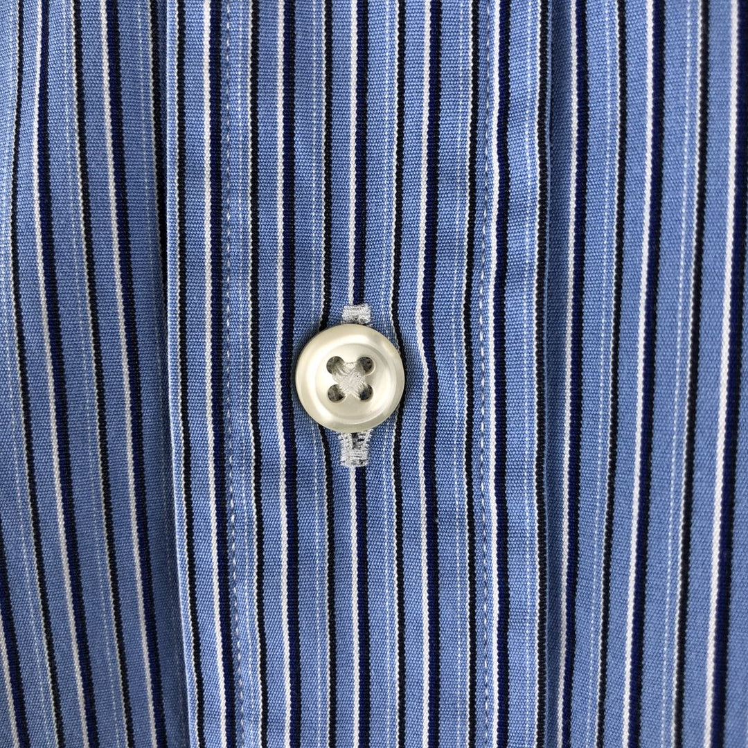 Ralph Lauren CUSTOM FIT long sleeve button down striped shirt men's size L cotton Blue type light blue Vintage Second Hand