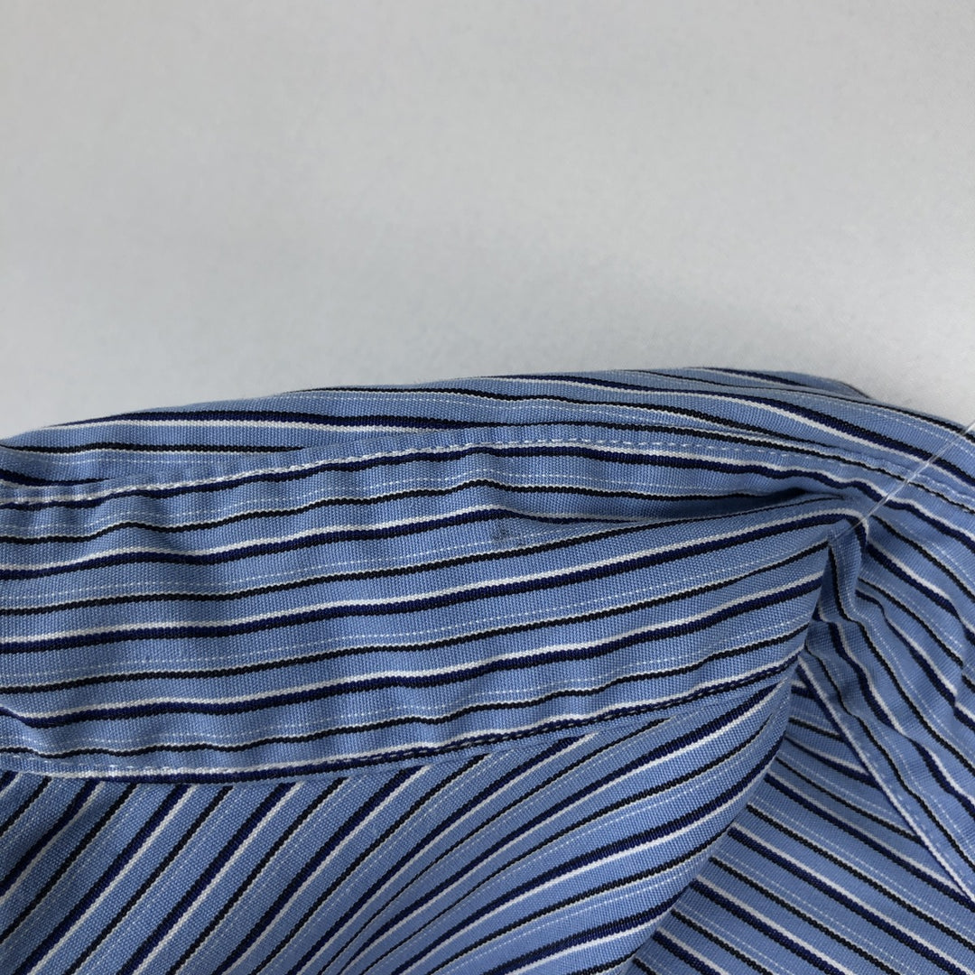 Ralph Lauren CUSTOM FIT long sleeve button down striped shirt men's size L cotton Blue type light blue Vintage Second Hand