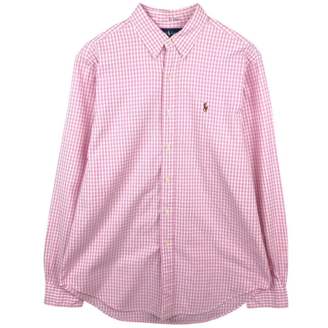 Ralph Lauren Classic Fit Gingham Check Long Sleeve Button-Down Check Shirt, Men's Size L (approx.) cotton pink type Vintage Second Hand