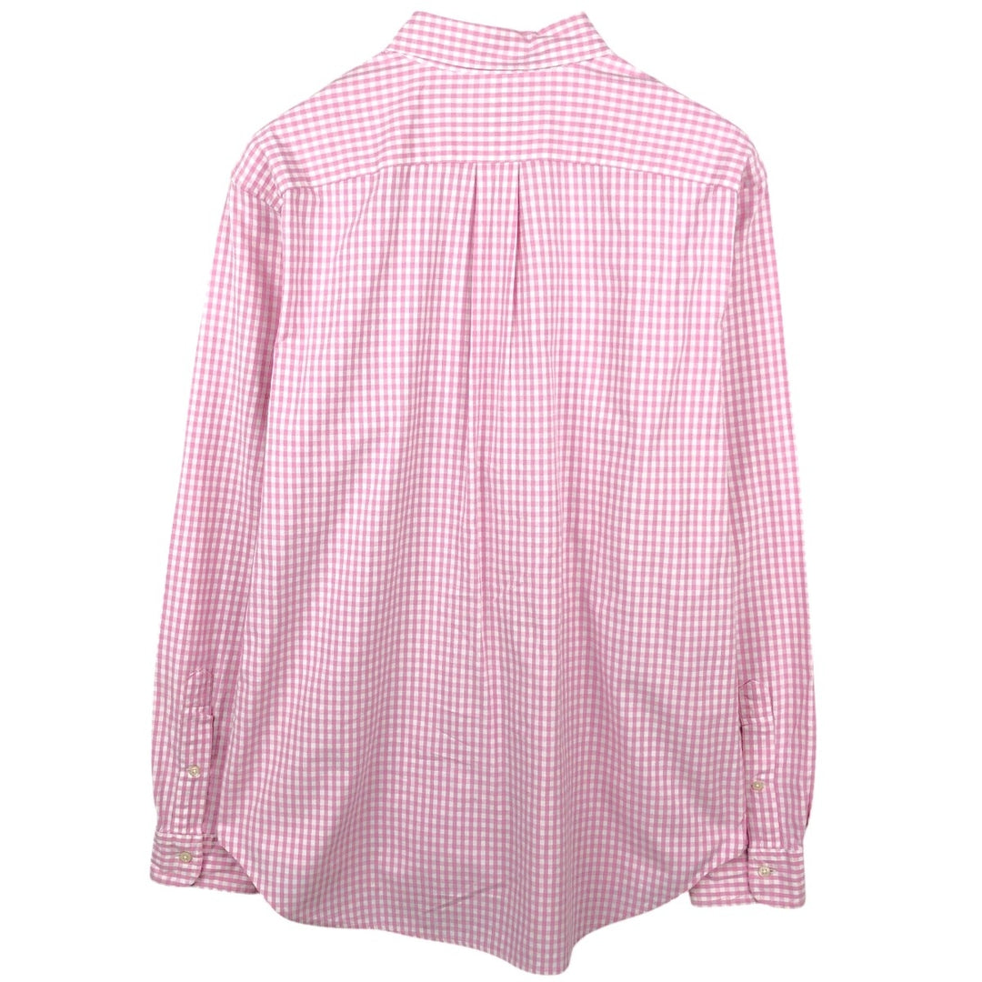 Ralph Lauren Classic Fit Gingham Check Long Sleeve Button-Down Check Shirt, Men's Size L (approx.) cotton pink type Vintage Second Hand