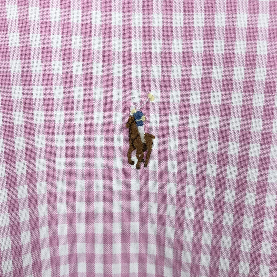 Ralph Lauren Classic Fit Gingham Check Long Sleeve Button-Down Check Shirt, Men's Size L (approx.) cotton pink type Vintage Second Hand