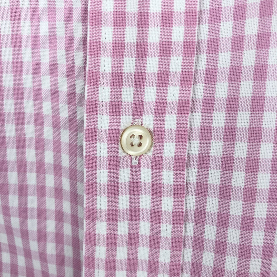 Ralph Lauren Classic Fit Gingham Check Long Sleeve Button-Down Check Shirt, Men's Size L (approx.) cotton pink type Vintage Second Hand