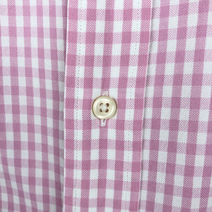 Ralph Lauren Classic Fit Gingham Check Long Sleeve Button-Down Check Shirt, Men's Size L (approx.) cotton pink type Vintage Second Hand