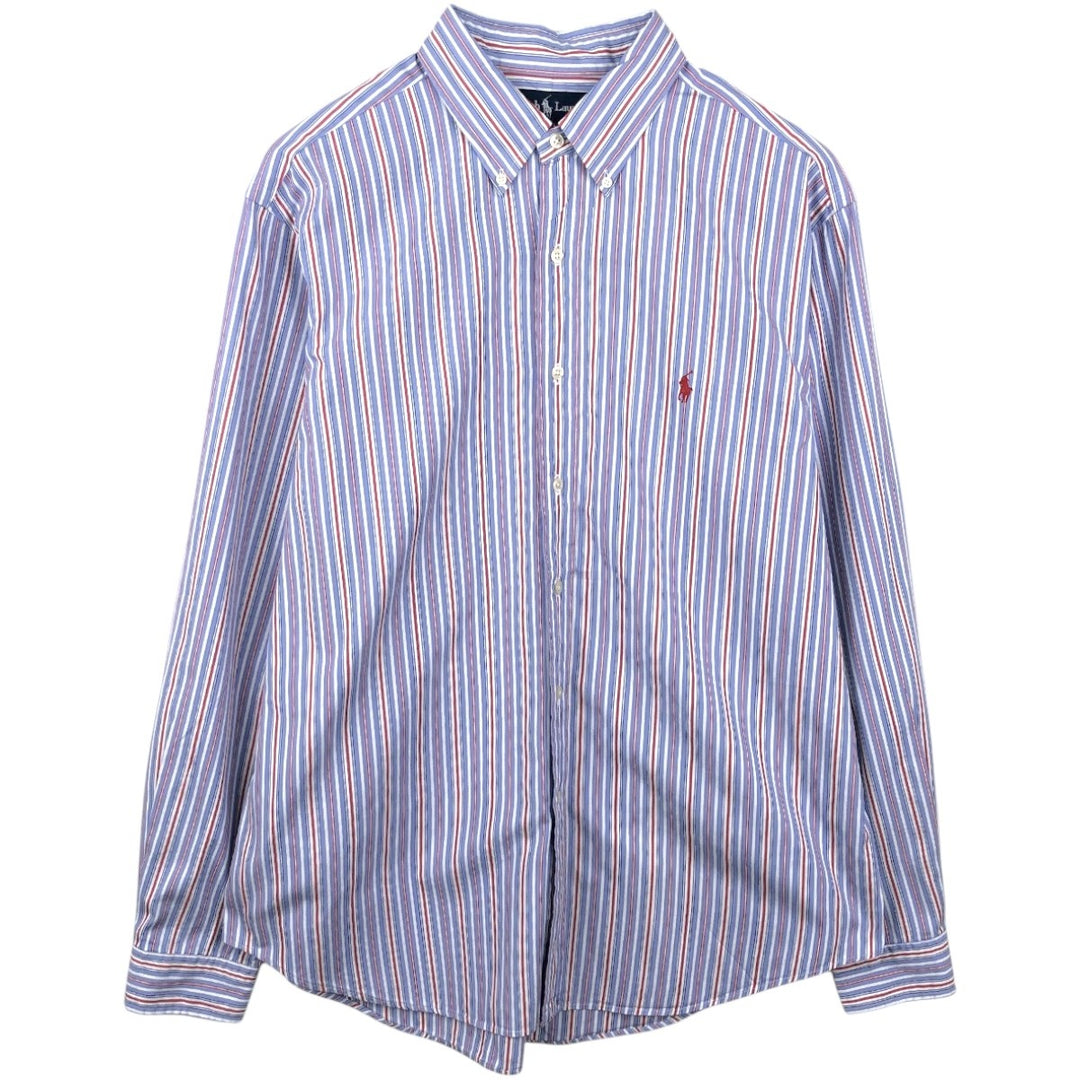 Ralph Lauren Classic Fit Multi-Stripe Long Sleeve Button-Down Striped Shirt, Men's XL cotton Blue type light blue Vintage Second Hand