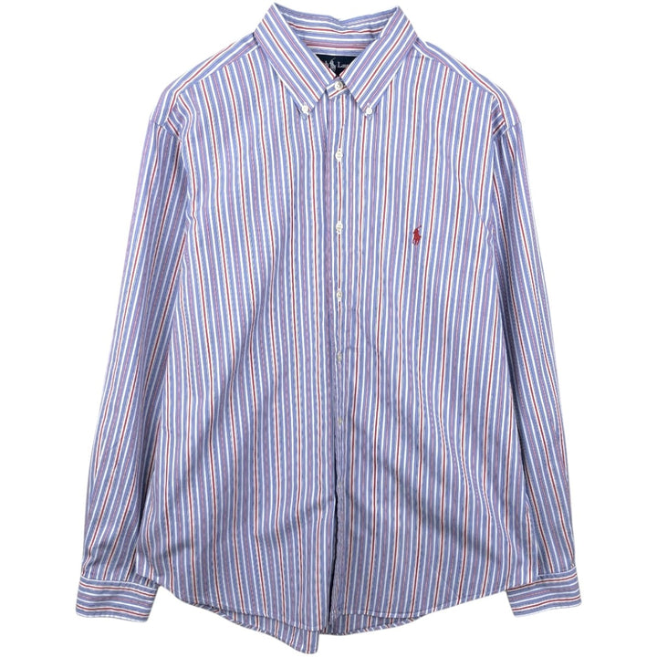Ralph Lauren Classic Fit Multi-Stripe Long Sleeve Button-Down Striped Shirt, Men's XL cotton Blue type light blue Vintage Second Hand