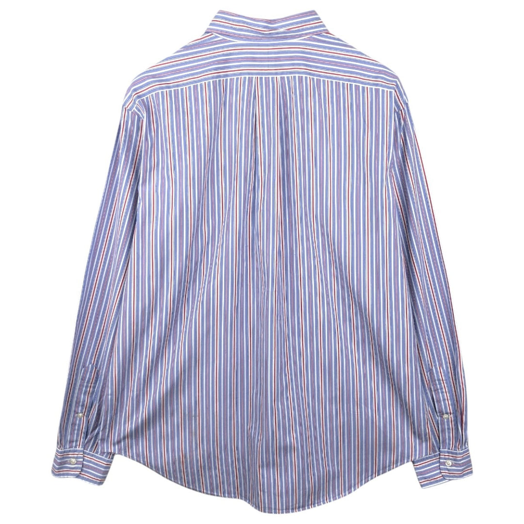 Ralph Lauren Classic Fit Multi-Stripe Long Sleeve Button-Down Striped Shirt, Men's XL cotton Blue type light blue Vintage Second Hand