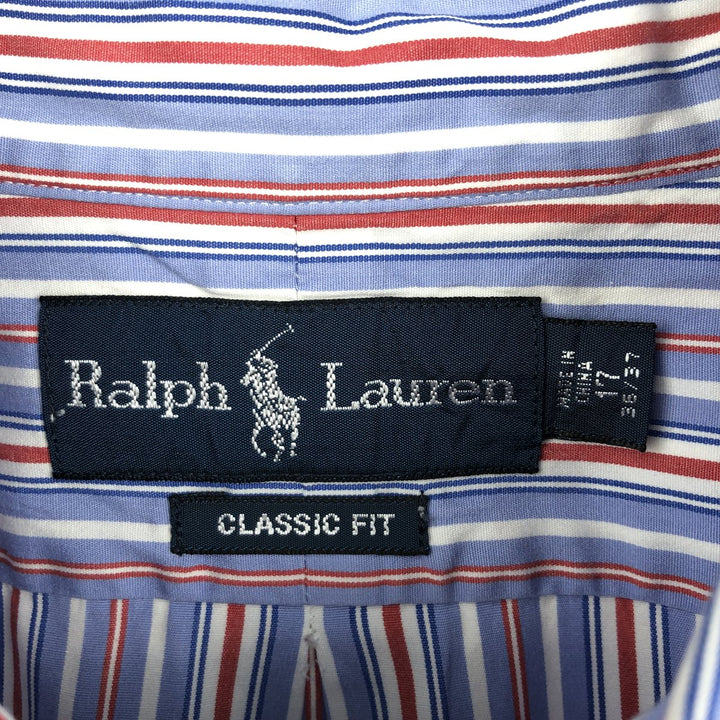 Ralph Lauren Classic Fit Multi-Stripe Long Sleeve Button-Down Striped Shirt, Men's XL cotton Blue type light blue Vintage Second Hand