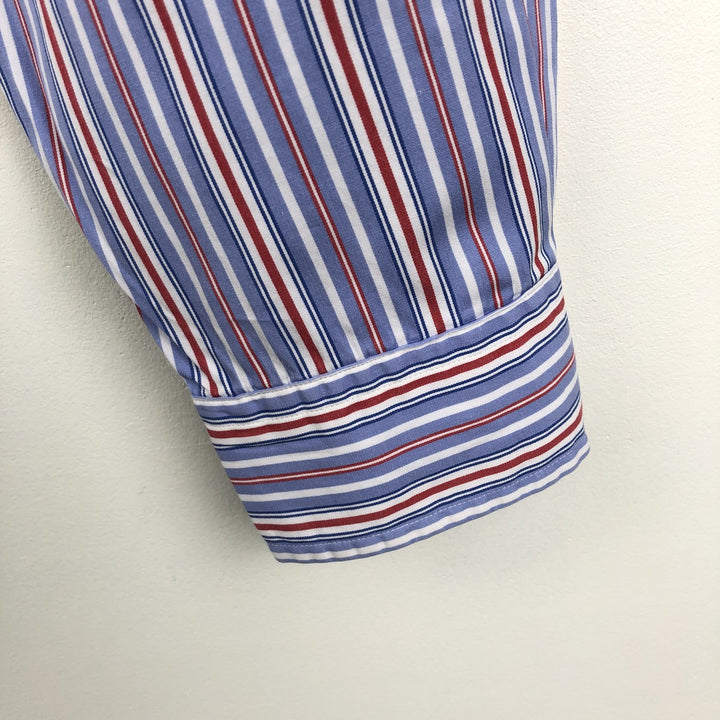 Ralph Lauren Classic Fit Multi-Stripe Long Sleeve Button-Down Striped Shirt, Men's XL cotton Blue type light blue Vintage Second Hand