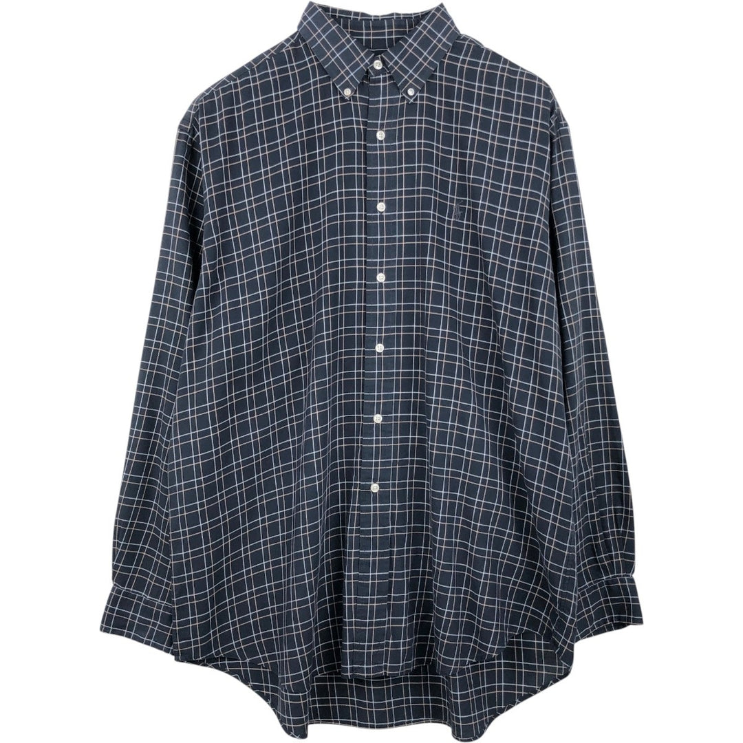 Ralph Lauren BLAKE long sleeve button down check shirt, men's size L cotton black type Vintage Second Hand