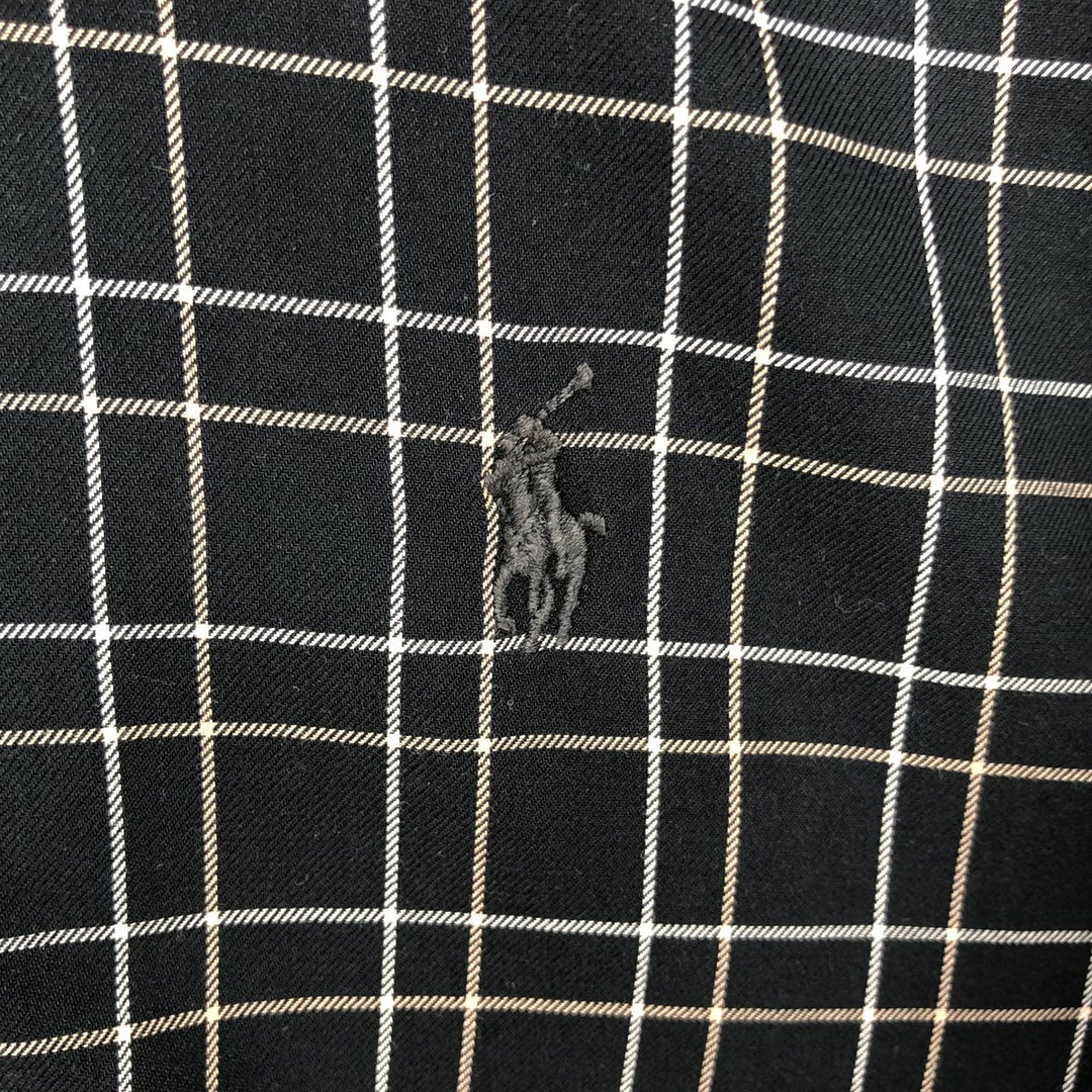 Ralph Lauren BLAKE long sleeve button down check shirt, men's size L cotton black type Vintage Second Hand