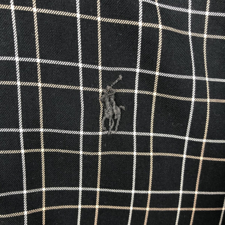 Ralph Lauren BLAKE long sleeve button down check shirt, men's size L cotton black type Vintage Second Hand