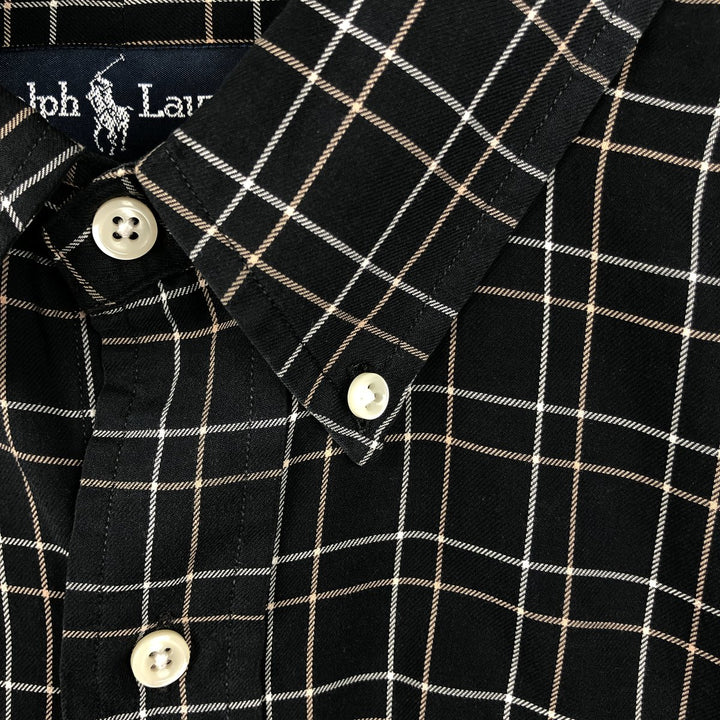 Ralph Lauren BLAKE long sleeve button down check shirt, men's size L cotton black type Vintage Second Hand
