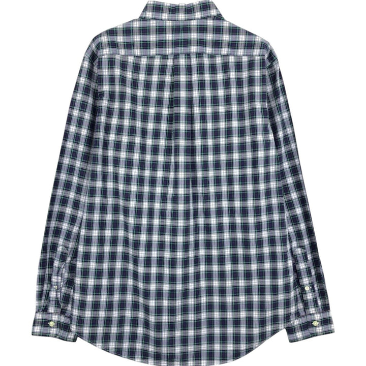 Ralph Lauren long sleeve button down check shirt, men's size L cotton green type Vintage Second Hand
