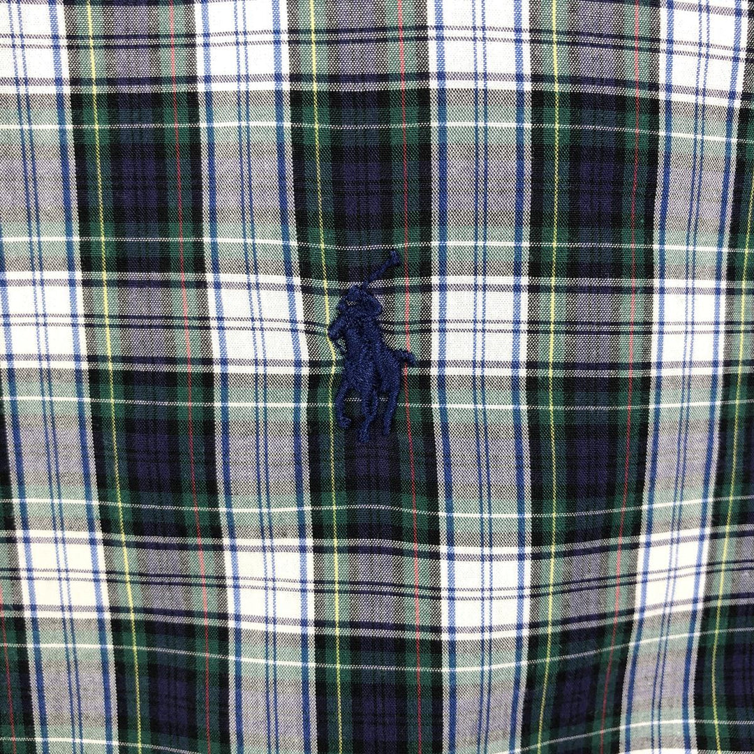 Ralph Lauren long sleeve button down check shirt, men's size L cotton green type Vintage Second Hand