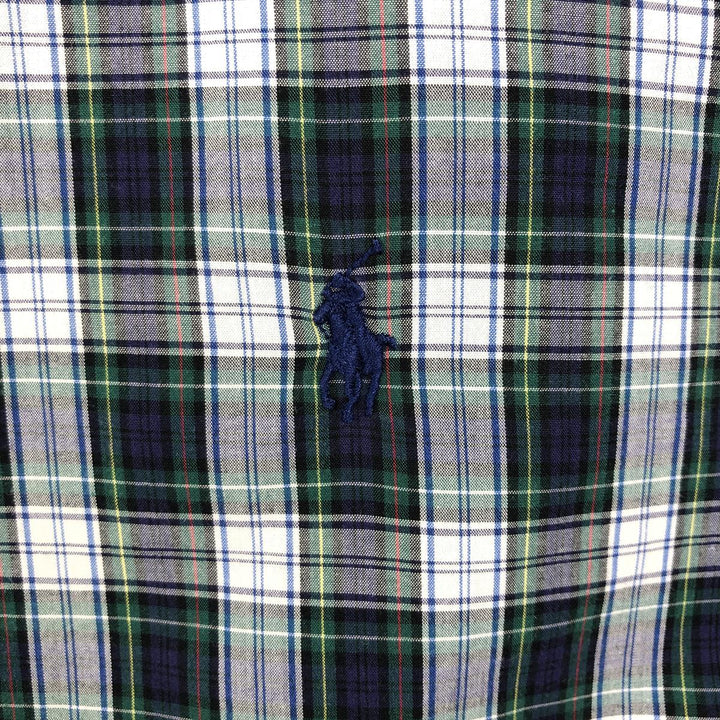 Ralph Lauren long sleeve button down check shirt, men's size L cotton green type Vintage Second Hand