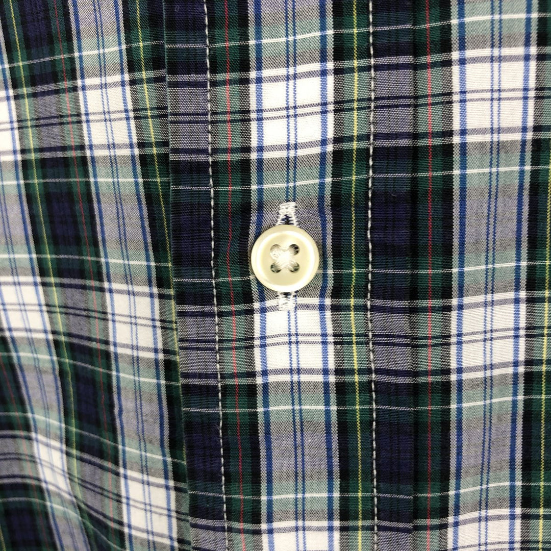 Ralph Lauren long sleeve button down check shirt, men's size L cotton green type Vintage Second Hand