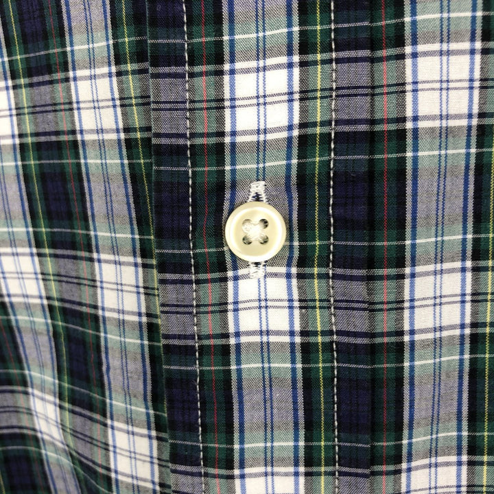 Ralph Lauren long sleeve button down check shirt, men's size L cotton green type Vintage Second Hand