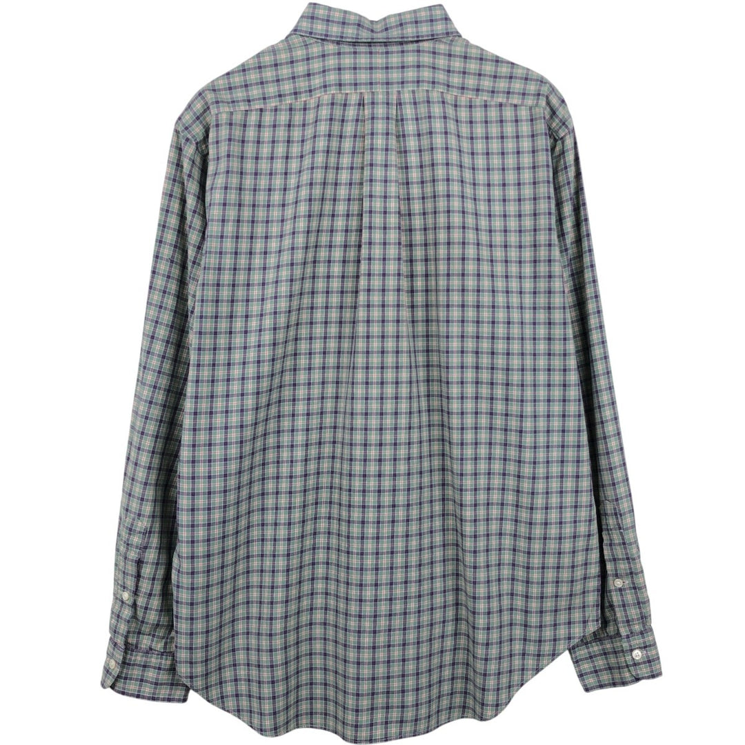 Ralph Lauren Classic Fit Long Sleeve Button Down Check Shirt Men's Size L cotton Khaki type sage green Vintage Second Hand