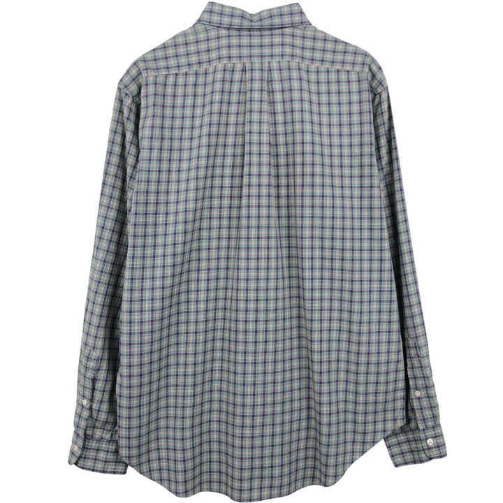 Ralph Lauren Classic Fit Long Sleeve Button Down Check Shirt Men's Size L cotton Khaki type sage green Vintage Second Hand