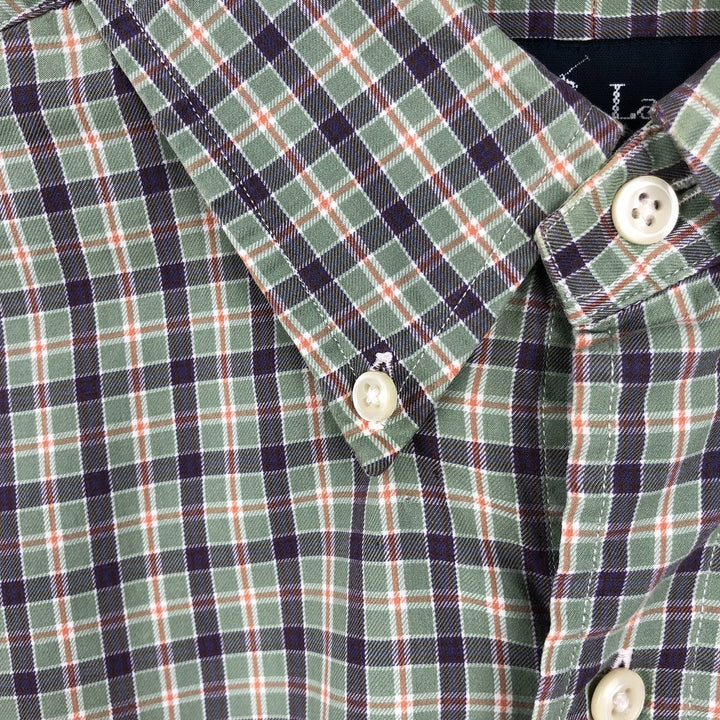 Ralph Lauren Classic Fit Long Sleeve Button Down Check Shirt Men's Size L cotton Khaki type sage green Vintage Second Hand