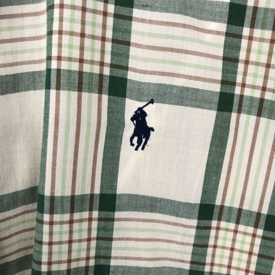 Ralph Lauren long sleeve button down check shirt, men's XL size cotton green type Vintage Second Hand