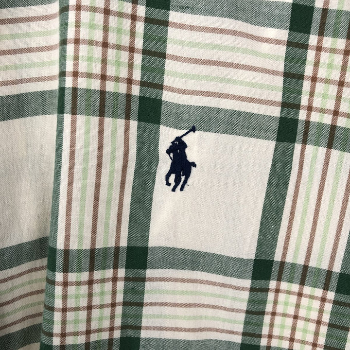 Ralph Lauren long sleeve button down check shirt, men's XL size cotton green type Vintage Second Hand