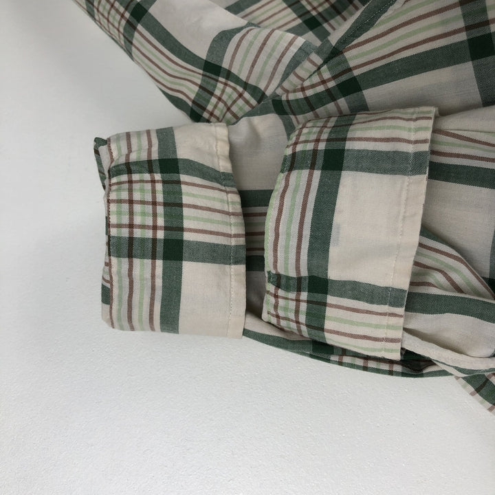 Ralph Lauren long sleeve button down check shirt, men's XL size cotton green type Vintage Second Hand