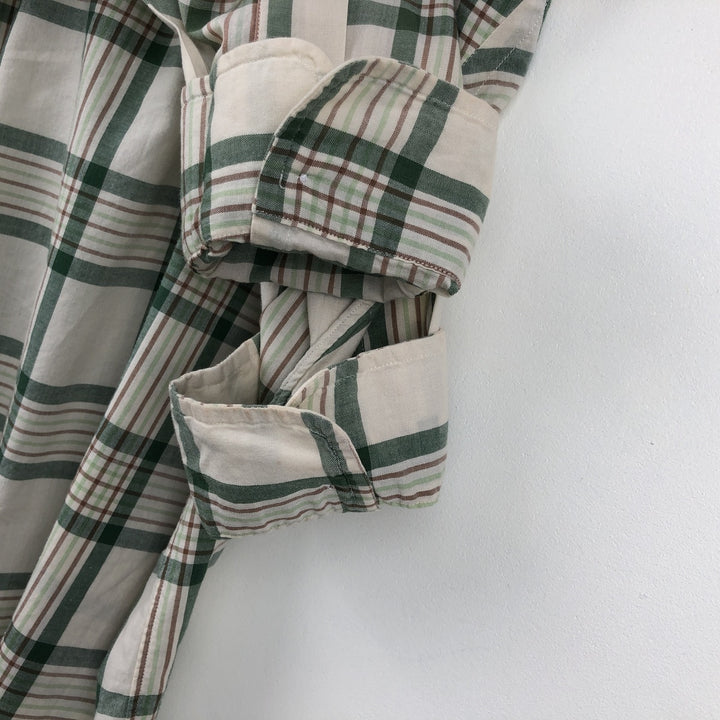 Ralph Lauren long sleeve button down check shirt, men's XL size cotton green type Vintage Second Hand