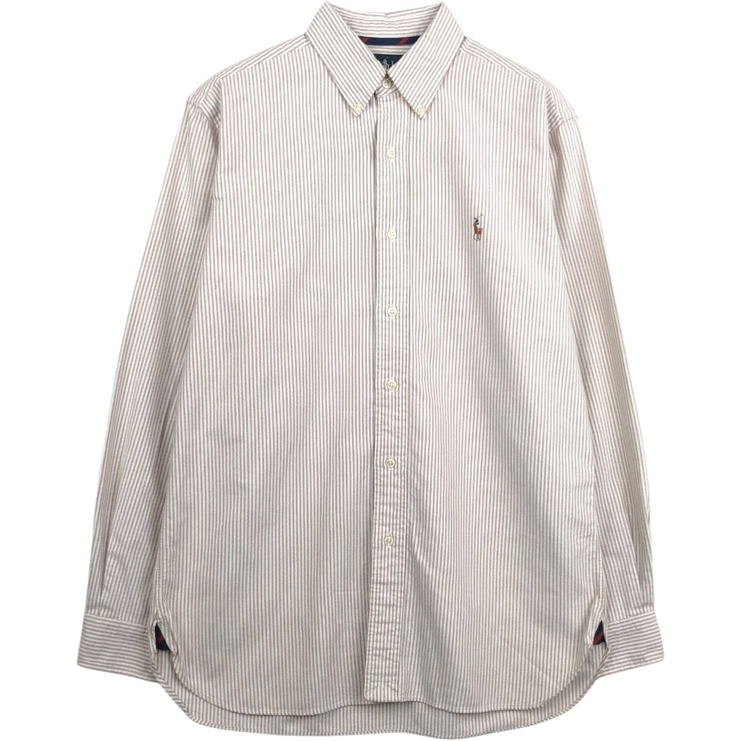 Ralph Lauren Classic Fit Long Sleeve Button Down Striped Shirt Men's M cotton white type Vintage Second Hand