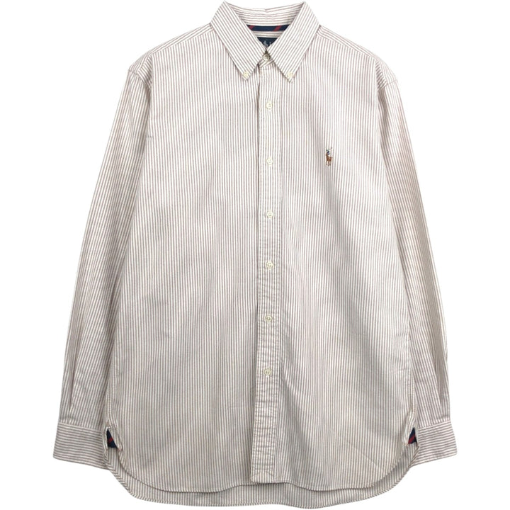 Ralph Lauren Classic Fit Long Sleeve Button Down Striped Shirt Men's M cotton white type Vintage Second Hand