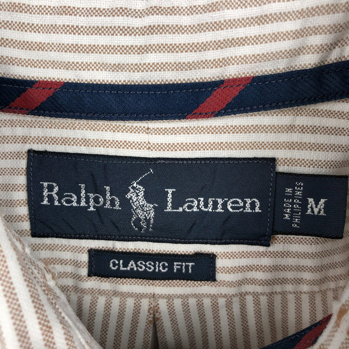 Ralph Lauren Classic Fit Long Sleeve Button Down Striped Shirt Men's M cotton white type Vintage Second Hand