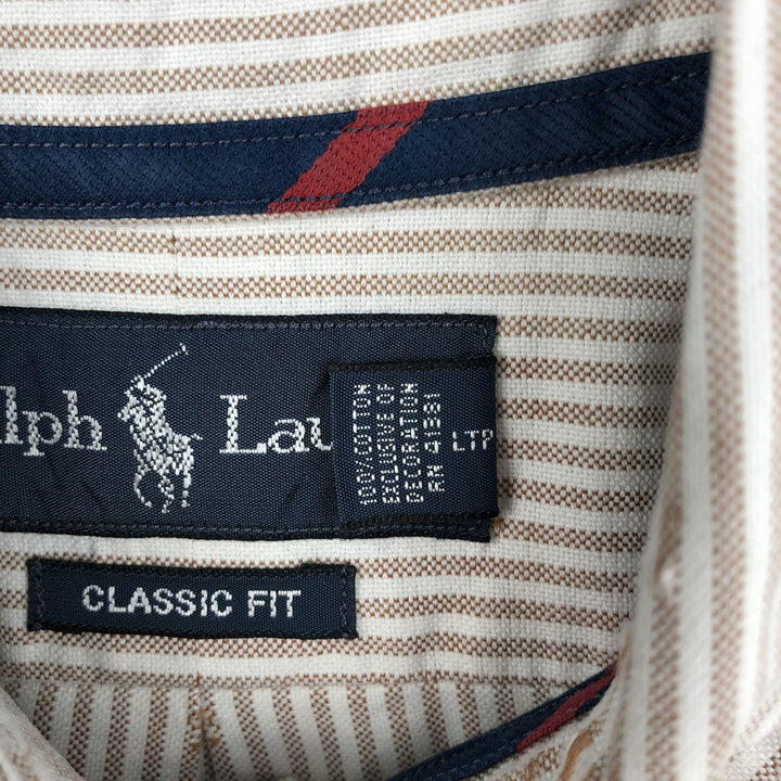 Ralph Lauren Classic Fit Long Sleeve Button Down Striped Shirt Men's M cotton white type Vintage Second Hand