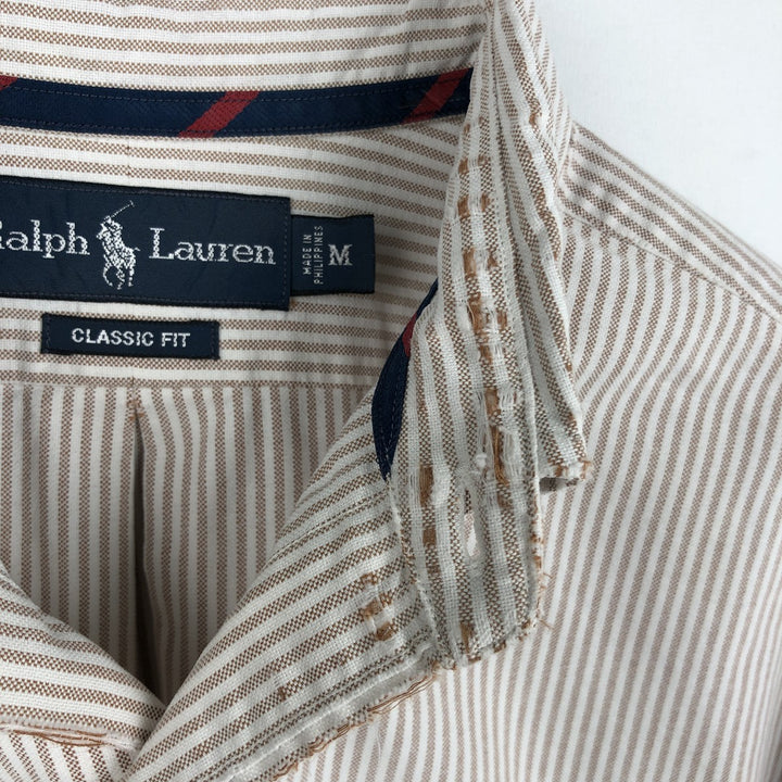 Ralph Lauren Classic Fit Long Sleeve Button Down Striped Shirt Men's M cotton white type Vintage Second Hand