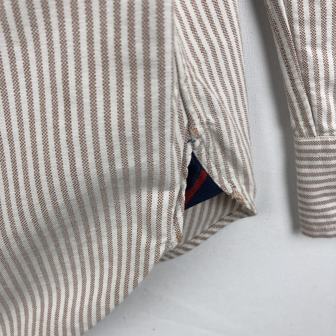 Ralph Lauren Classic Fit Long Sleeve Button Down Striped Shirt Men's M cotton white type Vintage Second Hand