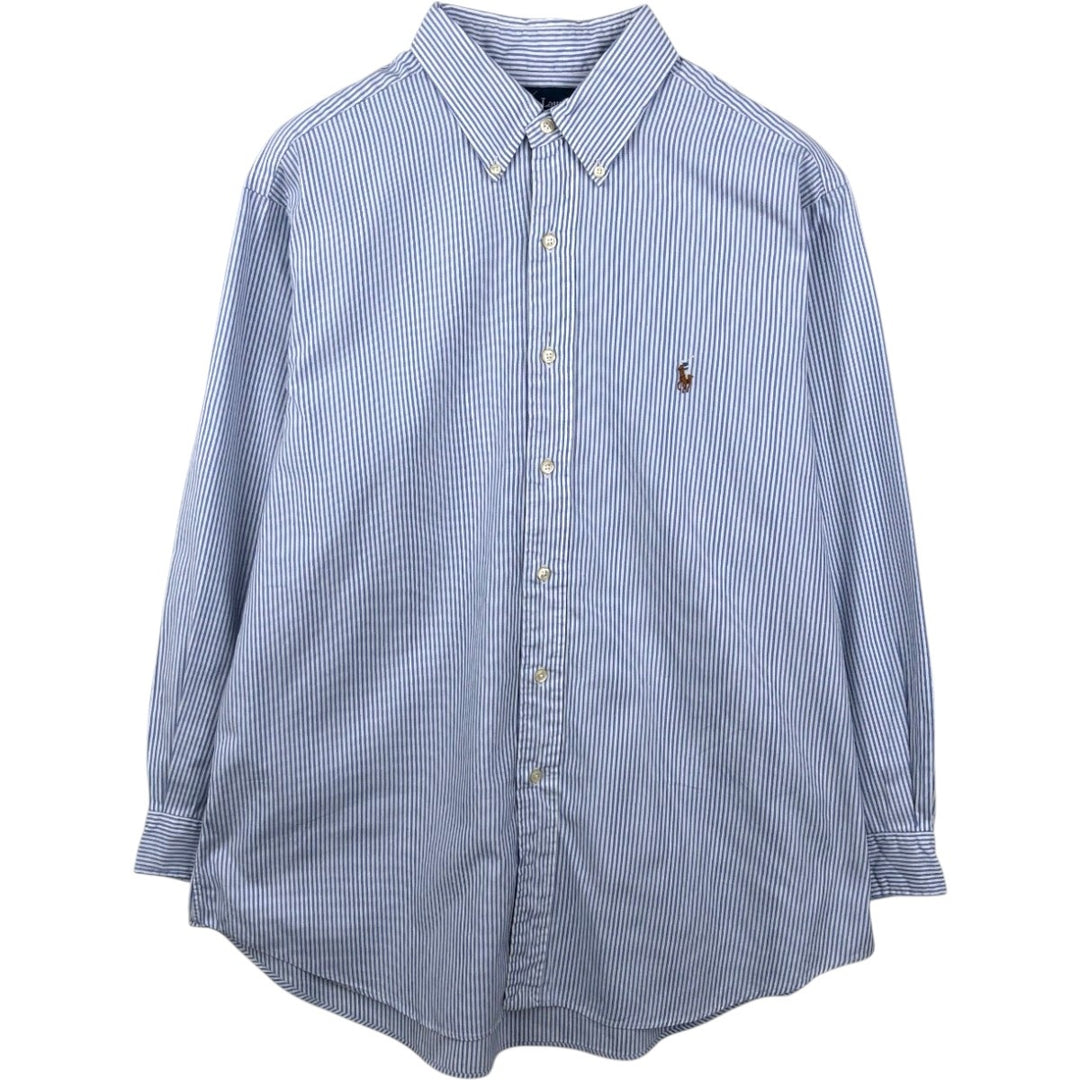 Ralph Lauren Classic Fit Long Sleeve Button Down Striped Shirt Men's XL cotton Blue type light blue Vintage Second Hand