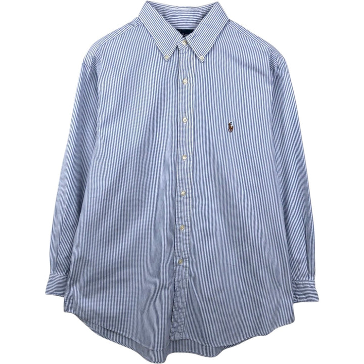 Ralph Lauren Classic Fit Long Sleeve Button Down Striped Shirt Men's XL cotton Blue type light blue Vintage Second Hand