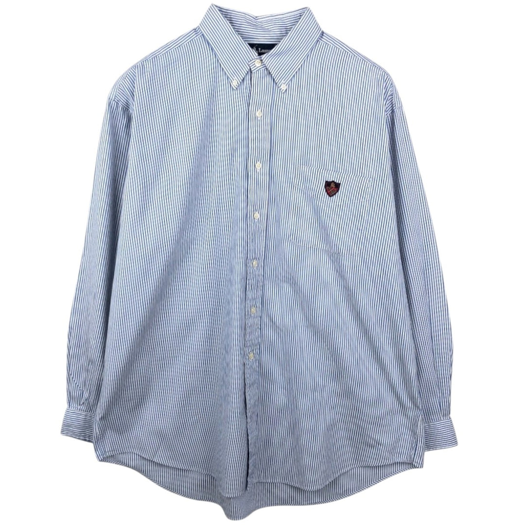 Ralph Lauren TILDEN Long-Sleeve Button-Down Striped Shirt, Men's Size XL (approx.) cotton Blue type light blue Vintage Second Hand